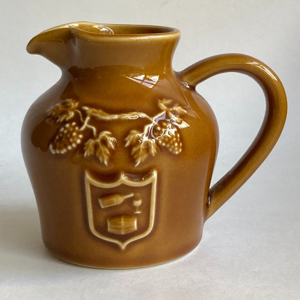 Vintage REVOL Creamer Oil Pitcher La Porcelaine France Grape Leaves Wine Bottle